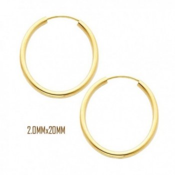 14K Yellow Gold 20 mm in Diameter Endless Hoop Earrings with 2.0 mm in Thickness - CT11OK94DAL