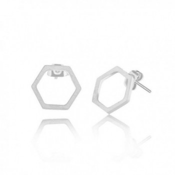 Silver Single Honeycomb Post Earrings - C71873G975G
