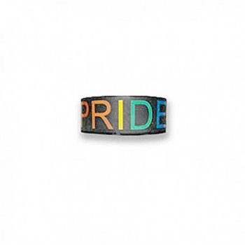 Black Silicone Pride Bracelet - Gay & Lesbian LGBT Pride Wristlet with Rainbow Text - CN1195PBJZ3