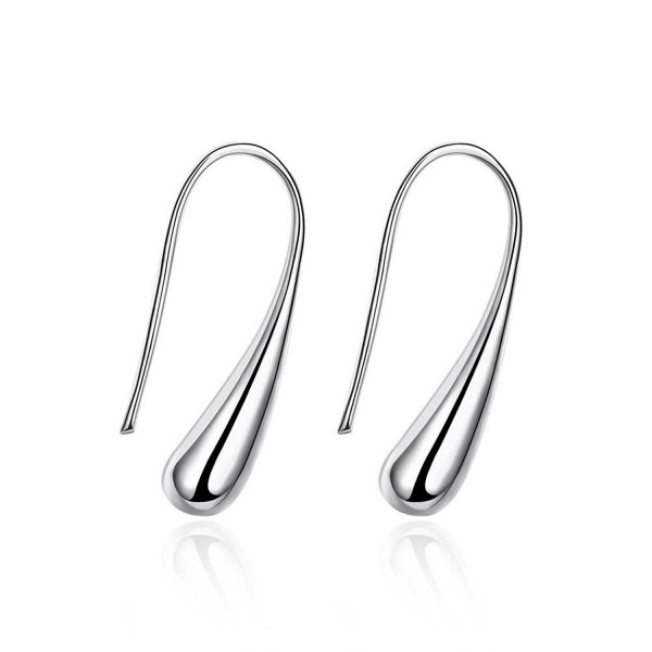 BUYBUYMALL Fashion Jewelry Silver Plated Waterdrop Shape Hook Earrings - CN12F8FIE33