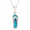 Sterling Silver and Gold Tone Created Blue Opal Flip-flop 18" Pendant Necklace - Blue Opal - CU118O7VY3P