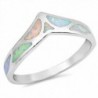 Sterling Silver Chevron Thumb Ring - White Simulated Opal - CC12NQAB47F