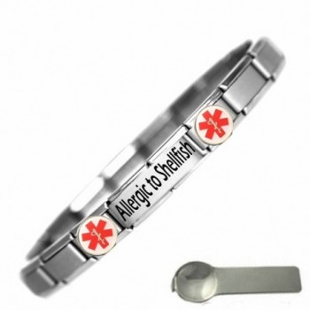 JSC Jewellery Allergic To Shellfish Medical Alert Nomination Style Stainless Steel Bracelet - CB11DCDYEWJ