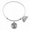 Wind and Fire Guardian Angel Charm Bangle Bracelet (Antique Silvertone Finish) - C311WT7A06R