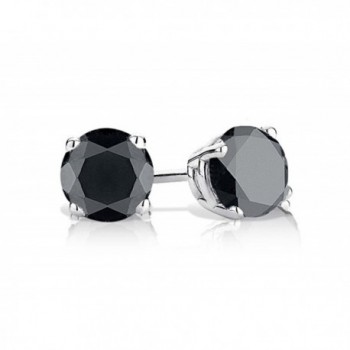 Black Diamond Stud Earrings 1/2 Carat (ctw) in Sterling Silver - CH188HCQR7H