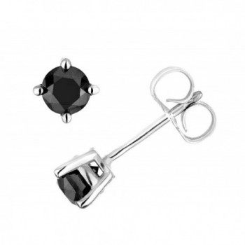 Black Diamond Earrings Sterling Silver