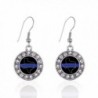 Inspired Silver Texas Thin Blue Line Circle Charm French Hook Earrings - CN12J71MW9V
