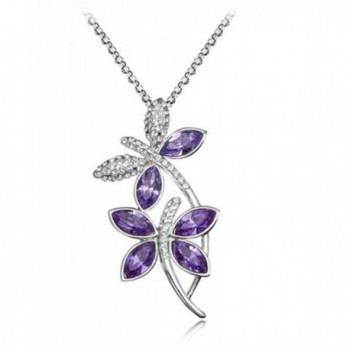 Wiipu Factory sale silver purple necklace-hot sell dragonfly shape crystal necklace (C1758) - CT11FF3LN9L
