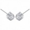 925 Sterling Silver Square Stud Earrings For Women With AAA Cubic Zirconia - C3184UZ23O0