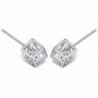 925 Sterling Silver Square Stud Earrings For Women With AAA Cubic Zirconia - C3184UZ23O0