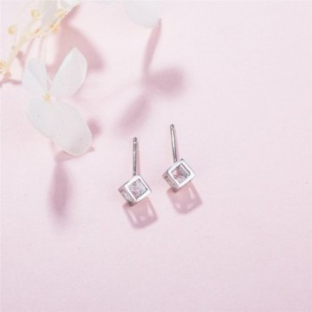 Sterling Silver Square Earrings Zirconia