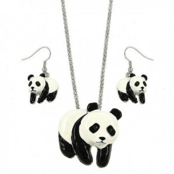 DianaL Boutique Panda Bear Charm Pendant Necklace and Earrings Set Gift Boxed Fashion Jewelry - CJ1258QIJ0F