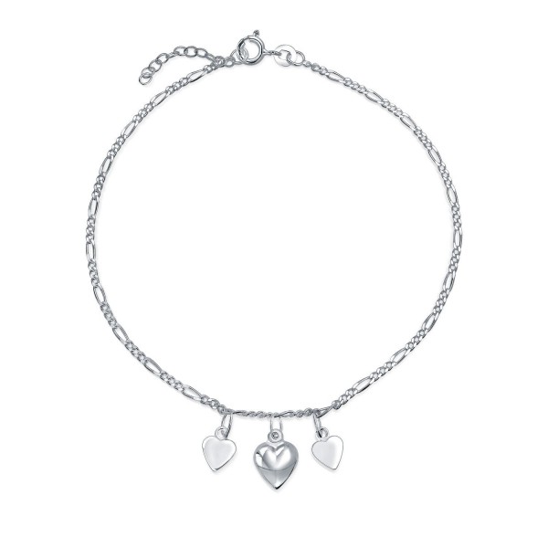 Bling Jewelry 925 Silver Heart Ankle Bracelet Adjustable Anklet 9in - CL11J1G0IJ9