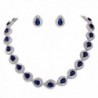 EVER FAITH Women's Zircon Lots Teardrop Wedding Necklace Stud Earrings Set Blue Silver-Tone - C912MXZSZUO