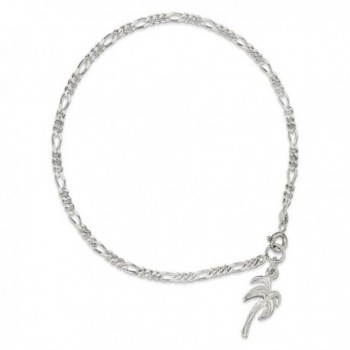 Sterling Silver 10inch Solid Polished Palm Tree Anklet MADE IN ITALY - CX12FUW488J