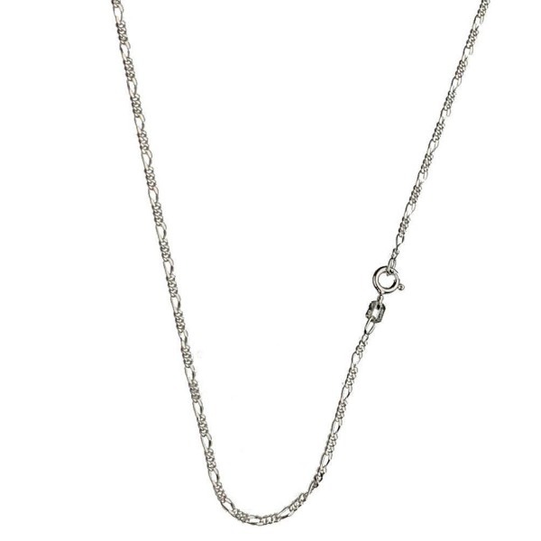 Sterling Silver Diamond-Cut Figaro Nickel Free Chain Necklace Italy - C51158YDSOP
