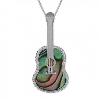 Sterling Silver Abalone Shell Ukulele Pendant Necklace- 16+2" Extender - C6113ZSJ58T