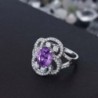 9X7MM Purple Amethyst Sterling Silver in Women's Statement Rings