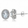 Sterling Silver Genuine- Created or Simulated Gemstone Oval Halo Stud Earrings - March - CX12INSSDFV
