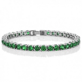 10.00 Ct Round Green Color Cubic Zirconia CZ Tennis Bracelet 7 Inch - CY11MY0EF6V