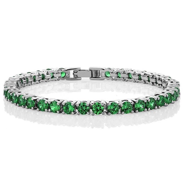 10.00 Ct Round Green Color Cubic Zirconia CZ Tennis Bracelet 7 Inch - CY11MY0EF6V