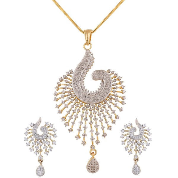 Ananth Jewels Zircon Peacock Shaped Fashion Jewelry Set Pendant Earrings for Women - C6125KO0ULV