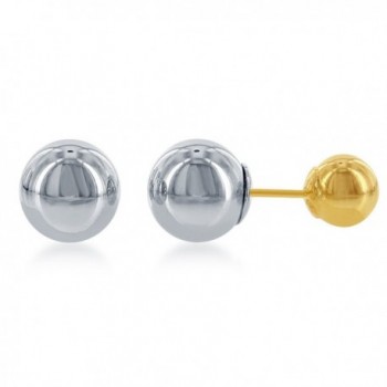 Sterling Silver Reversible Bead Stud Earrings - Gold-Plated - CE124G50RL3