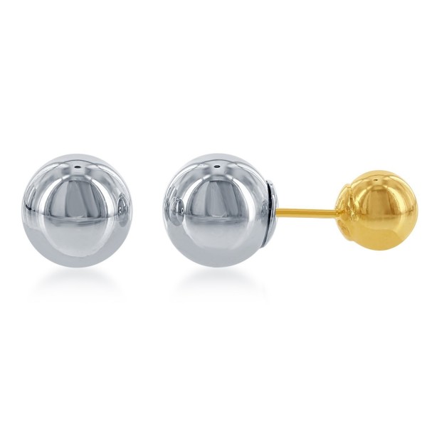 Sterling Silver Reversible Bead Stud Earrings - Gold-Plated - CE124G50RL3