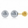 Sterling Silver Reversible Bead Stud Earrings - Gold-Plated - CE124G50RL3
