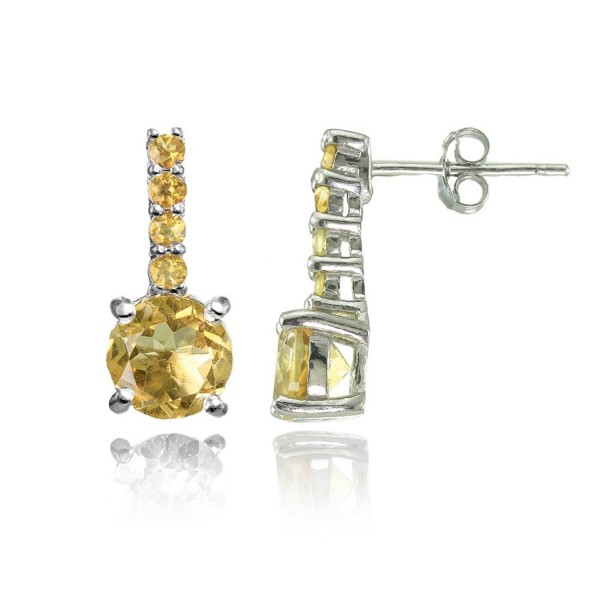 Sterling Silver Citrine 5-Stone Round Drop Earrings - CT1846LS3M6