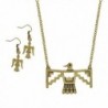 Antiqued Gold Phoenix Necklace and Earring Set - CL11UDXHOIH