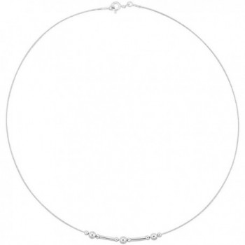 Sterling Silver Cable Wire Necklace Bead and Bar Accents- 3/16 inch wide - CR11P5L9007
