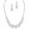 Elegant Sophisticated White Faux Pearl Bridal Wedding Necklace Set W Crystal Silver Tone AA6 - C811K2O77KH