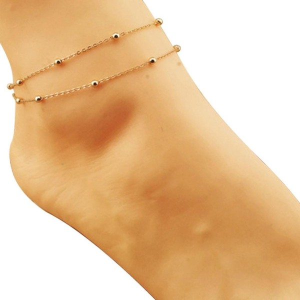 Baishitop Gold Double Chain Anklet Bracelet Ankle Foot Jewelry Barefoot Beach Anklet - CQ12GVKEZL9