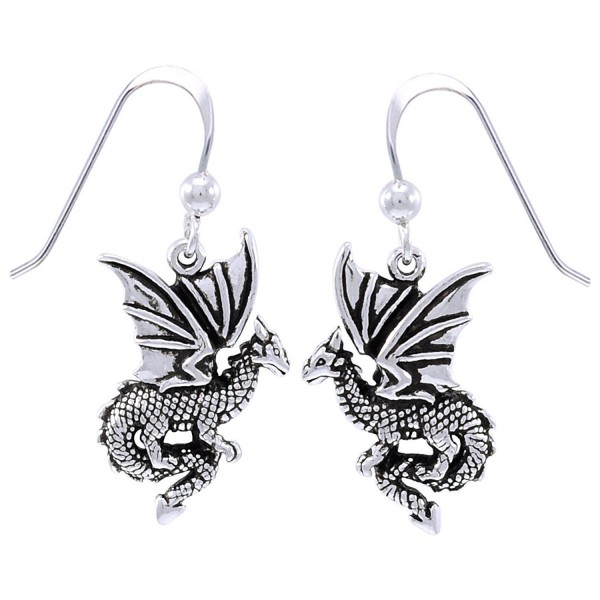 Jewelry Trends Sterling Silver Flying Dragon Dangle Earrings - C711VTC1TXR