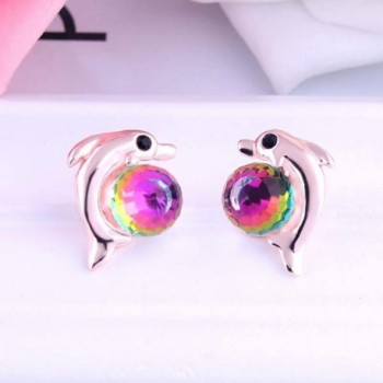 Animal Dolphin Plated Earring Colorful