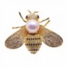 JYX 9mm White Perfect Round Freshwater Pearl Brooch Pin Bee-stye - CR12N4OCMAS