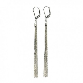 Sterling Silver Multi-Strand Diamond-Cut Italy Chain Tassel Leverback Earrings - C512M1FNQIL