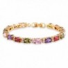 GULICX Gold Plated Bangle Roman Tennis Oval Link Tennis Bracelet Multi Coloured Cubic Zirconia - CU12EQ6XWO1