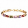 GULICX Gold Plated Bangle Roman Tennis Oval Link Tennis Bracelet Multi Coloured Cubic Zirconia - CU12EQ6XWO1