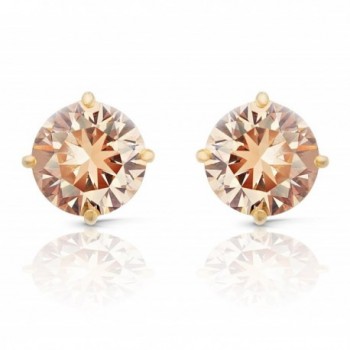 JanKuo Jewelry Gold Tone Champagne Color Cubic Zirconia Round Stud Earrings - CZ11588VPZ5