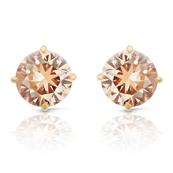 JanKuo Jewelry Gold Tone Champagne Color Cubic Zirconia Round Stud Earrings - CZ11588VPZ5