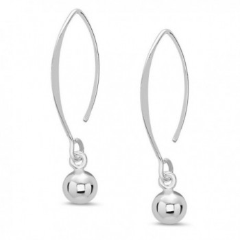Sterling Silver Ear Wire Threader Ball Drop Earrings 6mm - C0185AMIOAY
