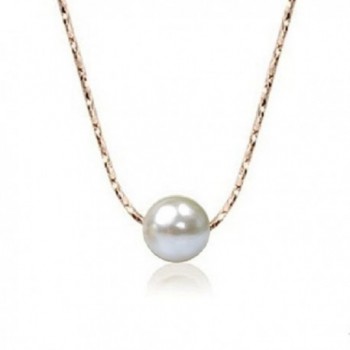 Pendant Necklace with Swarovski Crystal Simulated White Pearl 18 ct Rose Gold Plated for Women 18" - C612MZ6OLAP