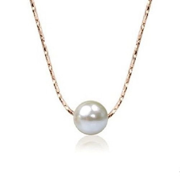 Pendant Necklace with Swarovski Crystal Simulated White Pearl 18 ct Rose Gold Plated for Women 18" - C612MZ6OLAP