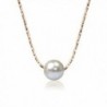 Pendant Necklace with Swarovski Crystal Simulated White Pearl 18 ct Rose Gold Plated for Women 18" - C612MZ6OLAP