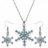 Crystal Snowflake Necklace Earrings Jewelry - Aqua Blue - CM128SM05Q7