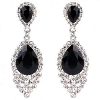 BriLove Teardrop Chandelier Earrings Silver Tone - Black Silver-Tone - CB12JBZ5OLV