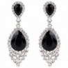 BriLove Teardrop Chandelier Earrings Silver Tone - Black Silver-Tone - CB12JBZ5OLV