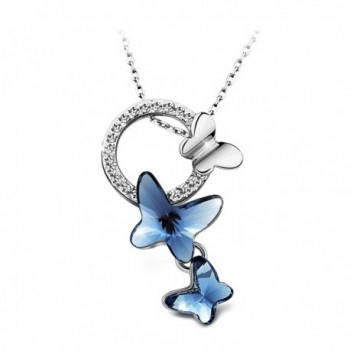 T400 Jewelers Butterfly Necklace Swarovski - Alloy Blue - CM11TU49O1P